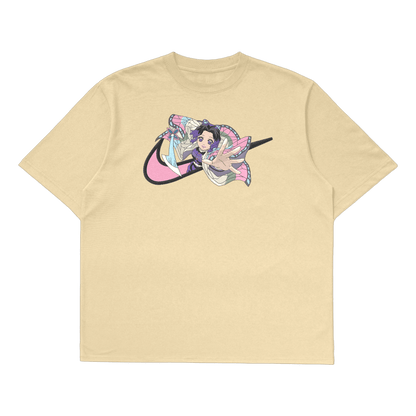 Shinobu Kocho Oversized T-Shirt | Demon Slayer Premium Anime Tee India beige