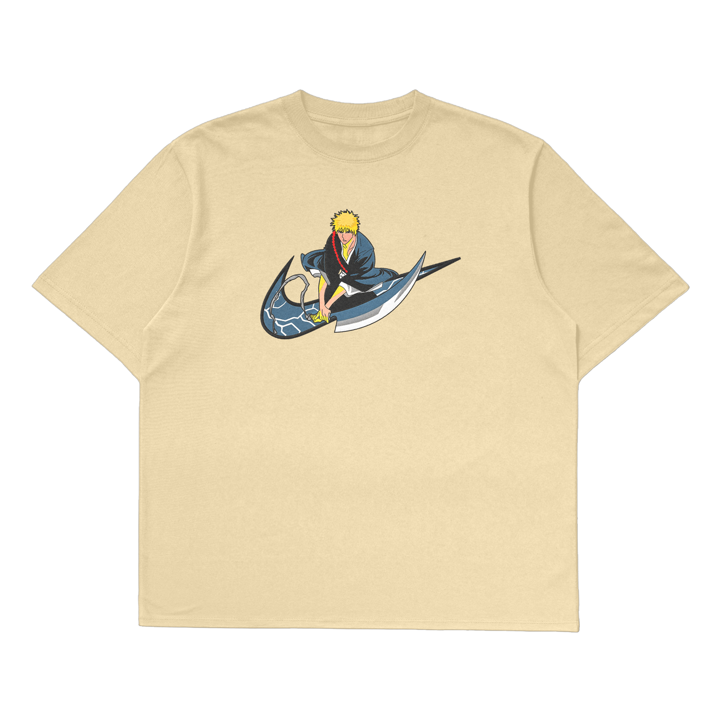 Ichigo Kurosaki oversized t-shirt featuring premium embroidered detail from Bleach anime.