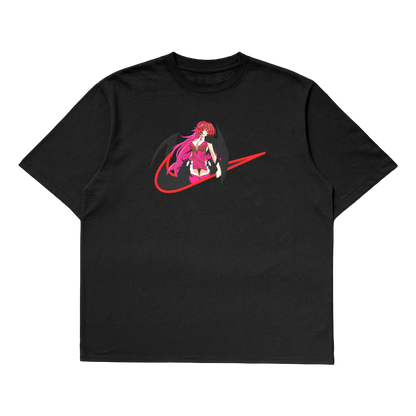 Rias Gremory oversized t-shirt design featuring the Crimson-Haired Ruin Princess from High School DxD.