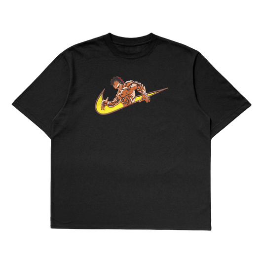 Baki Hanma Oversized T-Shirt featuring a vibrant graphic on a black background from premium anime streetwear in India.