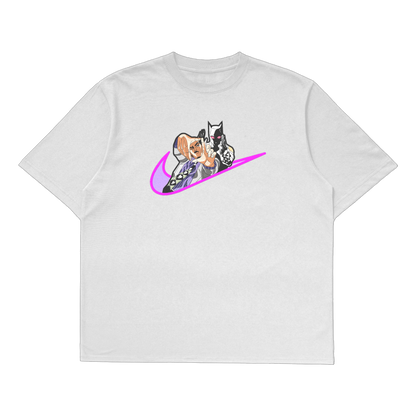 Yoshikage Kira oversized t-shirt featuring colorful embroidery and premium cotton fabric, inspired by JoJo's Bizarre Adventure.