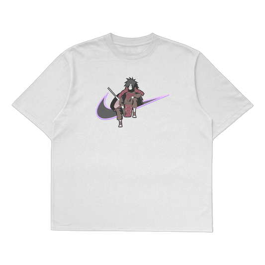 Madara Uchiha oversized t-shirt featuring a vibrant print, perfect for Naruto fans.