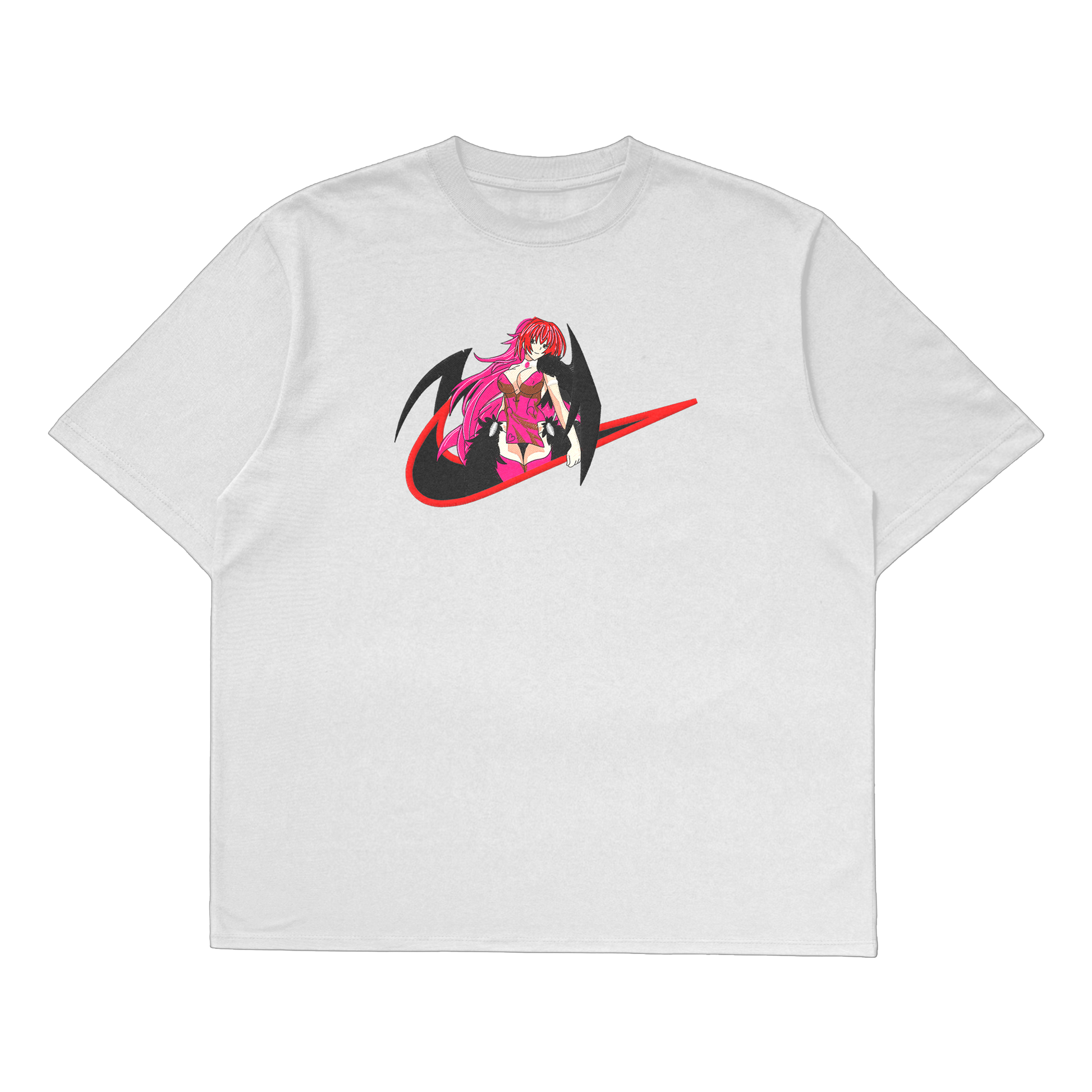 Rias Gremory oversized t-shirt featuring the Crimson-Haired Ruin Princess design in a stylish oversized fit.
