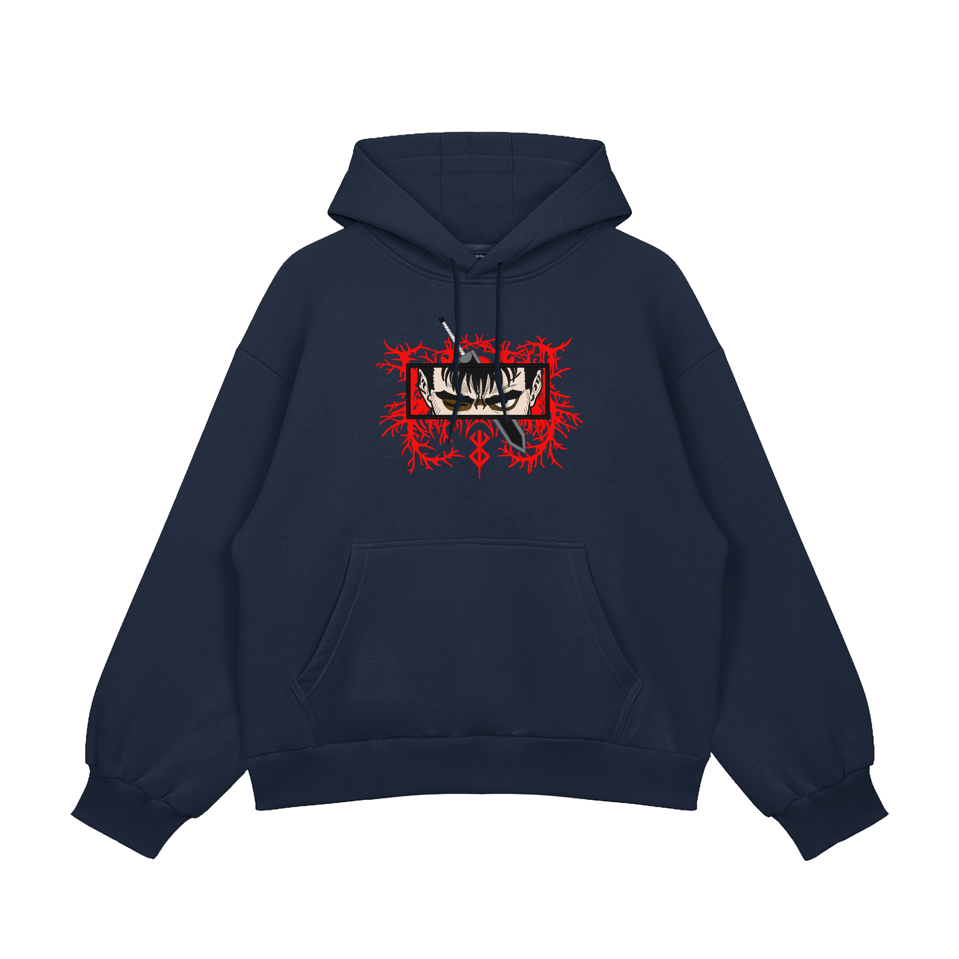 Guts Embroidered Oversized Hoodie showcasing bold embroidery and heavyweight fleece design.