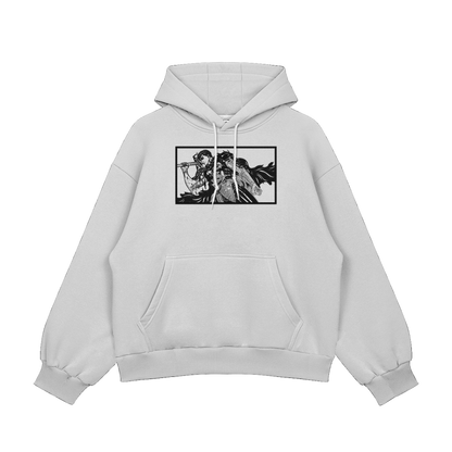 Guts embroidered oversized hoodie showcasing Black Swordsman design in battle-ready style.